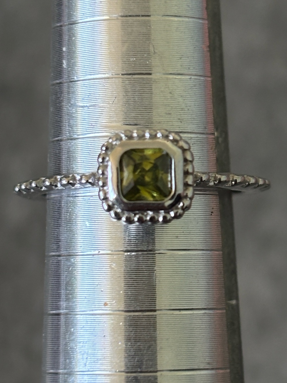 Fine Jewelry: .925 Sterling Silver
Green Peridot Gemstone Halo Ring